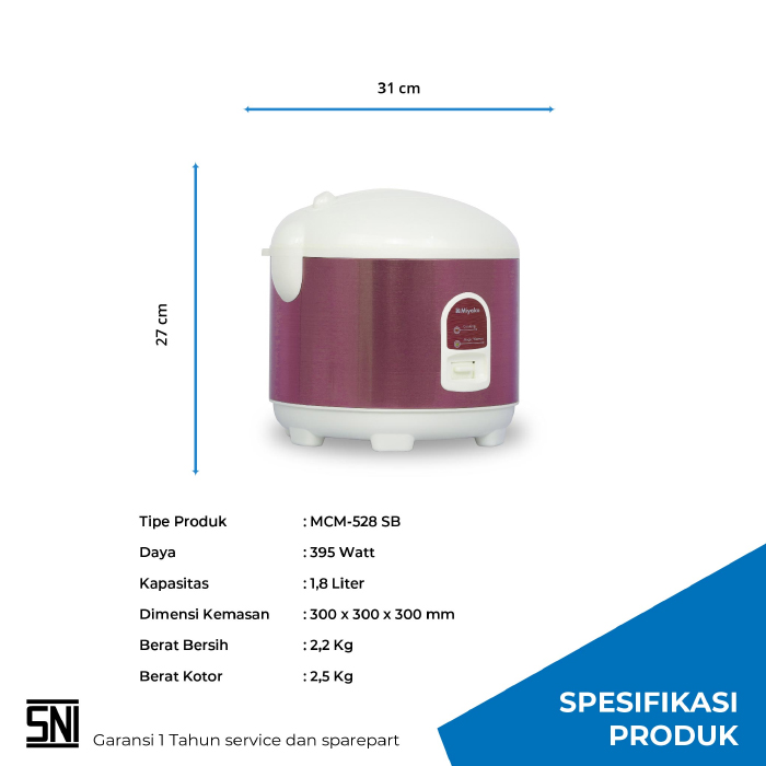 Miyako Rice Cooker Magic Warmer Plus 1.8 Liter - MCM528 SB | MCM-528 SB